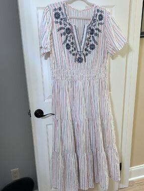 Kate & Sam Patriotic Embroidered V-Neck Maxi Dress